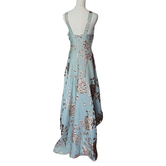 Rickie Freeman For Teri Jon High Low Metallic Jacquard Gown Size 4 Asymmetrical - Picture 7 of 16